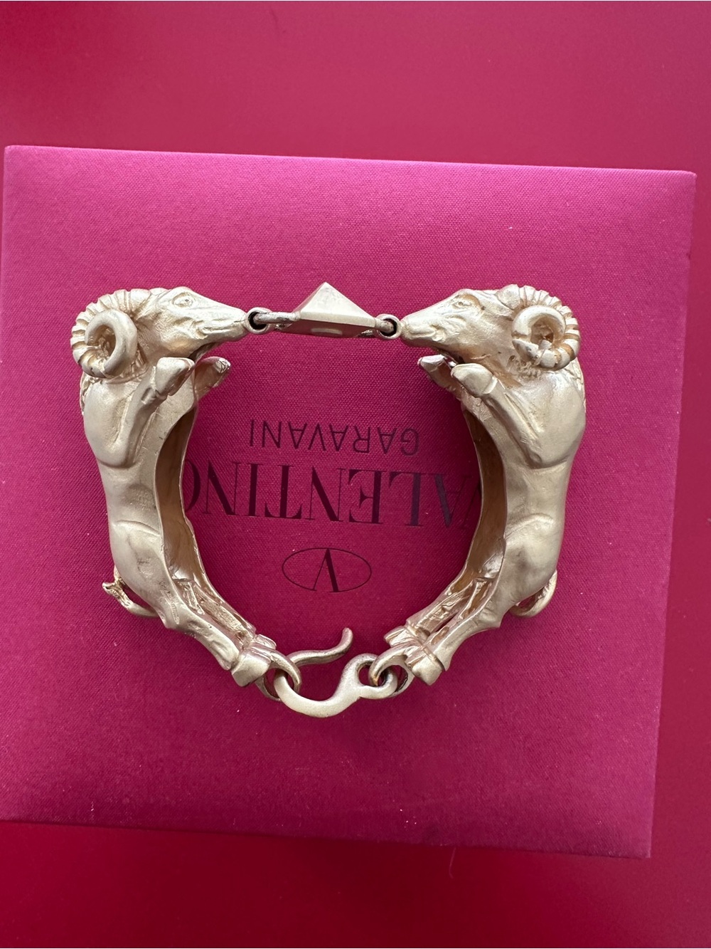 Valentino Gold Ram Head Cuff Bracelet